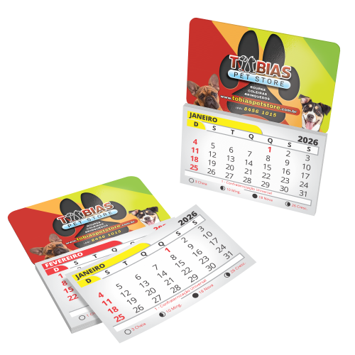 Imãs com Calendário 8x5cm Corte Padrão