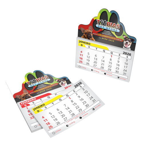 Imãs com Calendário 8x5cm Corte Personalizado