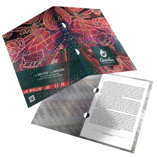 pasta com orelha | couchê 300g | laminação holográfica