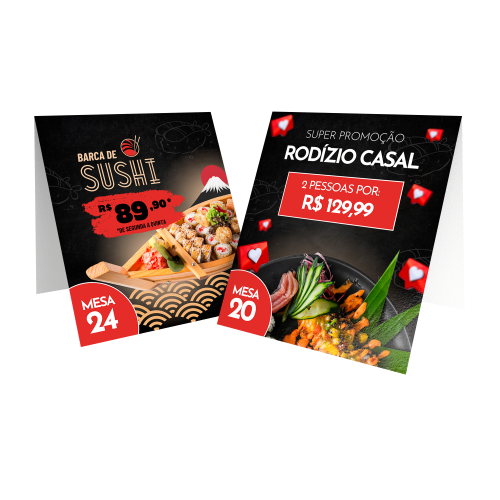 Display de Mesa Dados Variáveis Tipo A 26,7x11,4cm PVC 0,5mm Cristal Frente e Verso